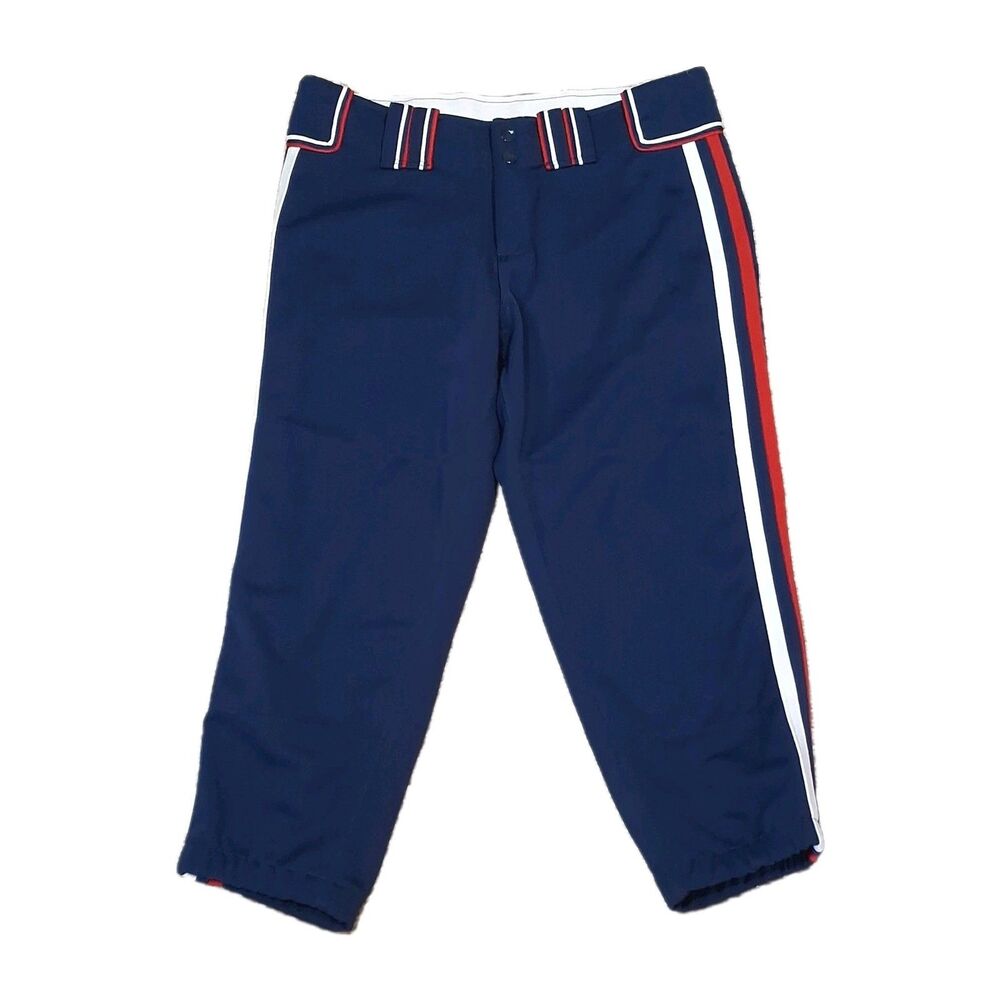 BOOMBAH BASEBALL PANTS MEN 32 BLUE RED WHITE STRIPE VINTAGE KNICKER PINSTRIPE
